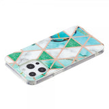 iPhone 15 Pro Cover Marmormønster Grøn Hvid