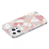 iPhone 15 Pro Cover Marmormønster Rosa Grå