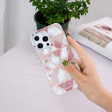 iPhone 15 Pro Cover Marmormønster Rosa Grå