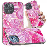 iPhone 15 Pro Cover Marmor Mønster Rosa Rød