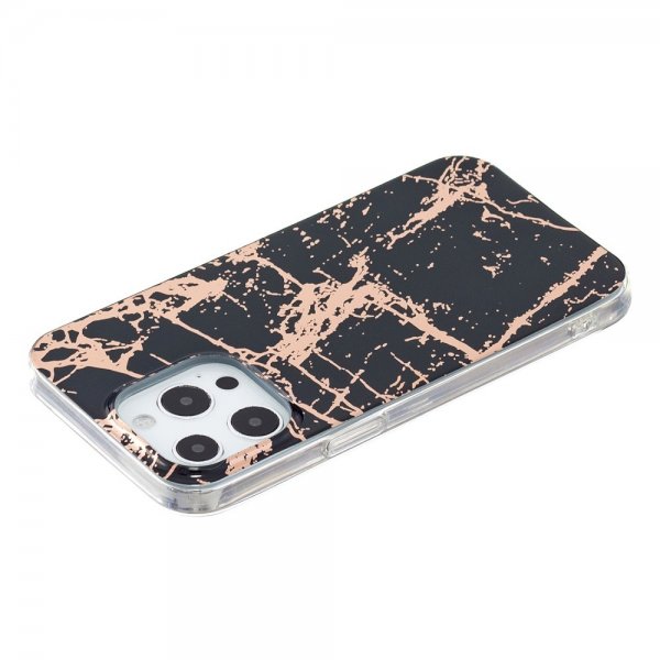 iPhone 15 Pro Cover Marmormønster Sort