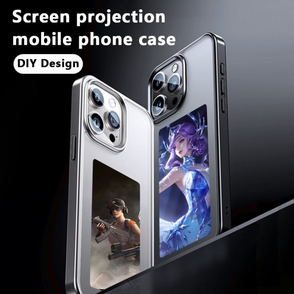 iPhone 15 Pro Cover med Indbygget Display E Ink Case Hvid