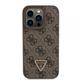Guess iPhone 15 Pro Cover Metal Logo Rhinsten Crossbody Rem Brun