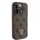 Guess iPhone 15 Pro Cover Metal Logo Rhinsten Crossbody Rem Brun