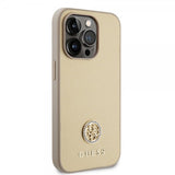 Guess iPhone 15 Pro Cover Metal Logo Strass Guld
