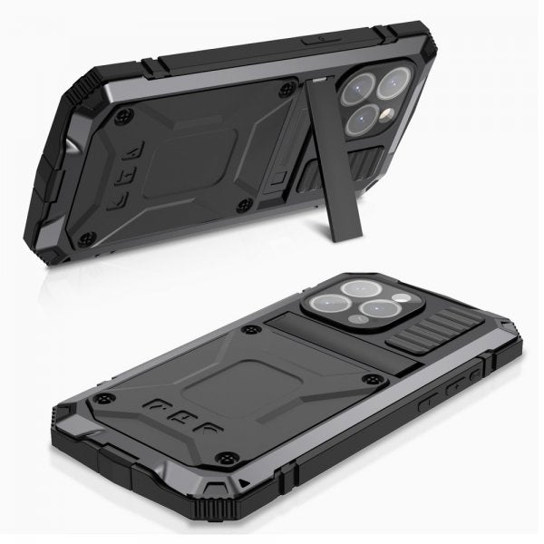 R-JUST iPhone 15 Pro Cover Metal Stødsikkert Sort