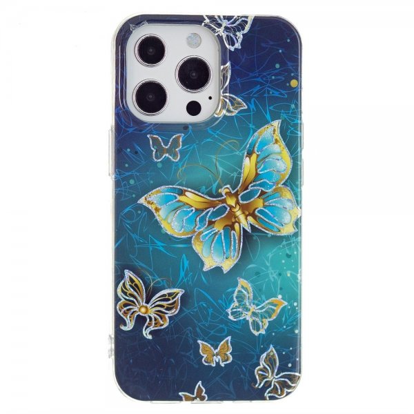iPhone 15 Pro Cover Motiv Glitter sommerfugle
