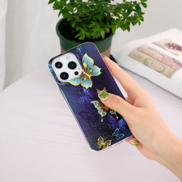 iPhone 15 Pro Cover Motiv Gyldne Sommerfugle
