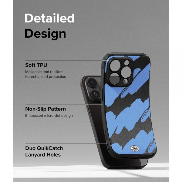 Ringke iPhone 15 Pro Cover Onyx Design Blue Brush