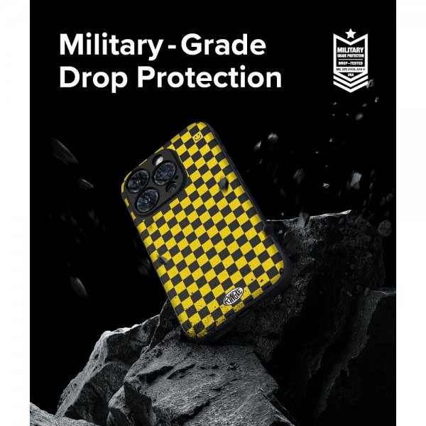 Ringke iPhone 15 Pro Cover Onyx Design Checkerboard Yellow