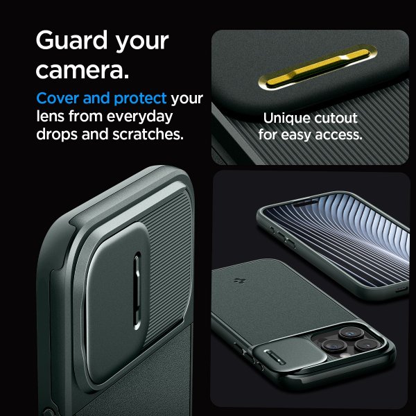 Spigen iPhone 15 Pro Cover Optik Armor MagFit Abyss Green