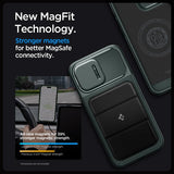 Spigen iPhone 15 Pro Cover Optik Armor MagFit Abyss Green
