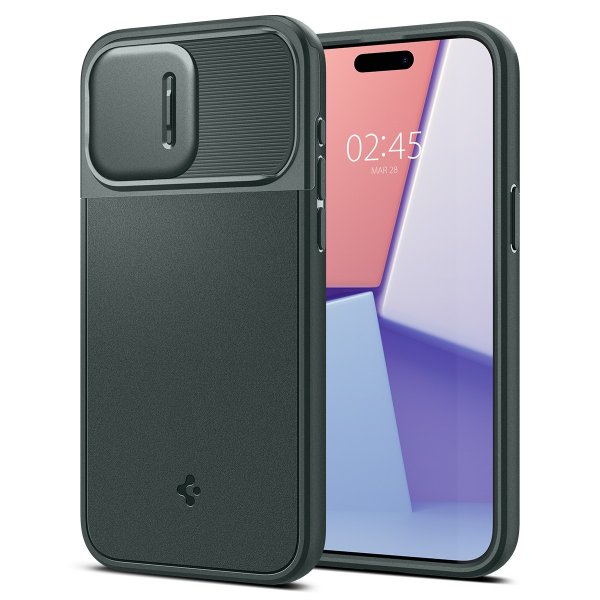 Spigen iPhone 15 Pro Cover Optik Armor MagFit Abyss Green