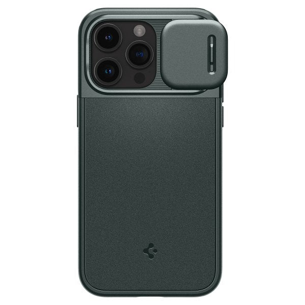 Spigen iPhone 15 Pro Cover Optik Armor MagFit Abyss Green