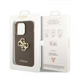 Guess iPhone 15 Pro Cover Perforeret Glitter Brun
