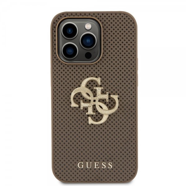 Guess iPhone 15 Pro Cover Perforeret Glitter Brun