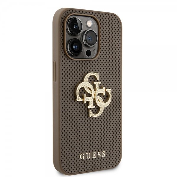 Guess iPhone 15 Pro Cover Perforeret Glitter Brun