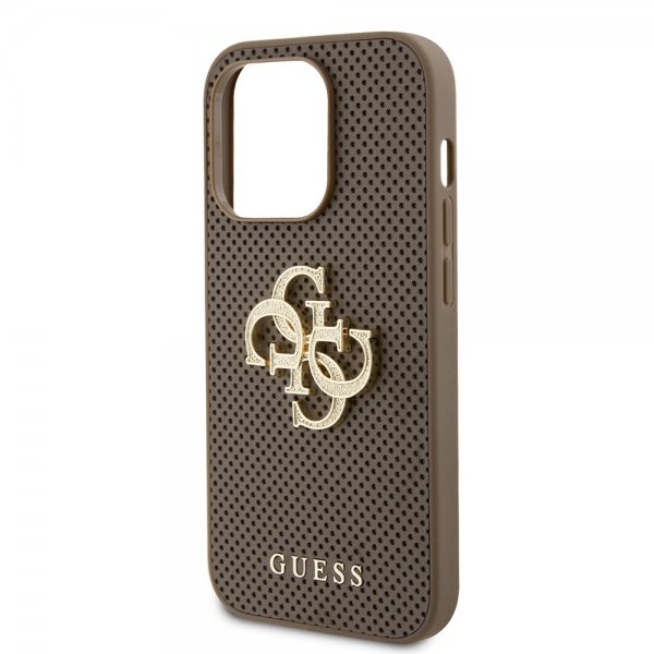 Guess iPhone 15 Pro Cover Perforeret Glitter Brun