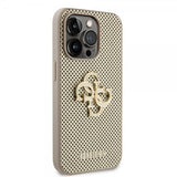 Guess iPhone 15 Pro Cover Perforated Glitter Guld