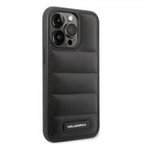 Karl Lagerfeld iPhone 15 Pro Cover Quilted Nylon Puffy Case Logo Plate Sort