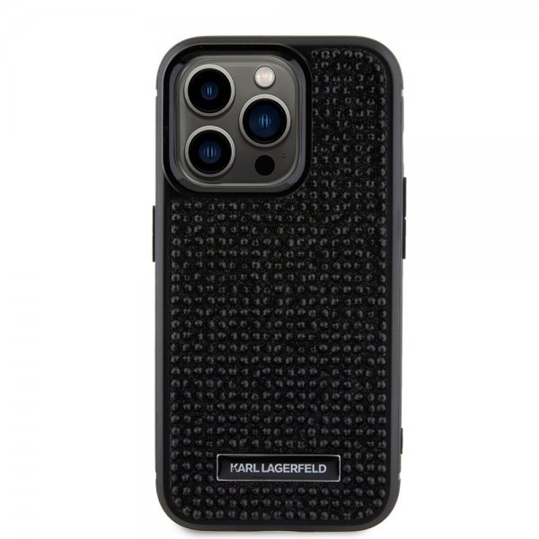 Karl Lagerfeld iPhone 15 Pro Cover Rhinestone Sort