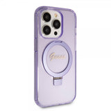 Guess iPhone 15 Pro Max Cover Ring Stand Glitter MagSafe Lilla