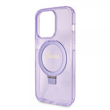 Guess iPhone 15 Pro Cover Ring Stand Glitter MagSafe Lilla