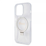 Guess iPhone 15 Pro Cover Ring Stand Glitter MagSafe Transparent