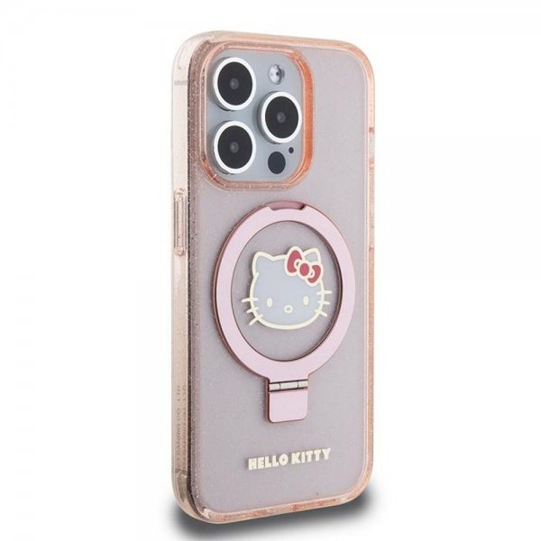 Hello Kitty iPhone 15 Pro Cover Ring Stand MagSafe Rosa