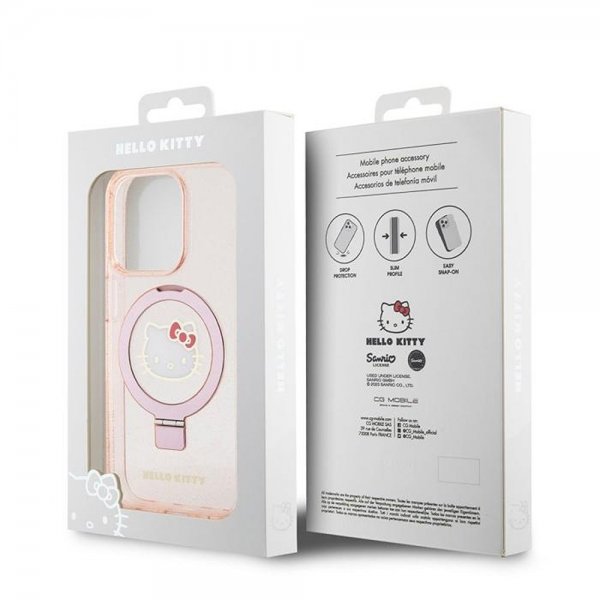 Hello Kitty iPhone 15 Pro Cover Ring Stand MagSafe Rosa