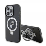 Karl Lagerfeld iPhone 15 Pro Cover Ring Stand MagSafe Sort
