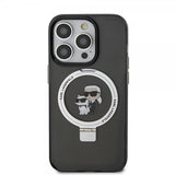 Karl Lagerfeld iPhone 15 Pro Cover Ring Stand MagSafe Sort
