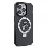 Karl Lagerfeld iPhone 15 Pro Cover Ring Stand MagSafe Sort