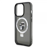 Karl Lagerfeld iPhone 15 Pro Cover Ring Stand MagSafe Sort
