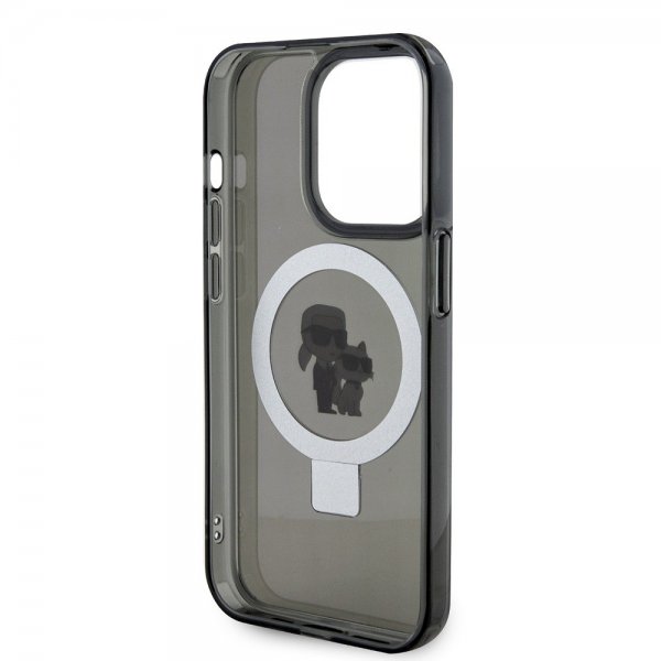 Karl Lagerfeld iPhone 15 Pro Cover Ring Stand MagSafe Sort