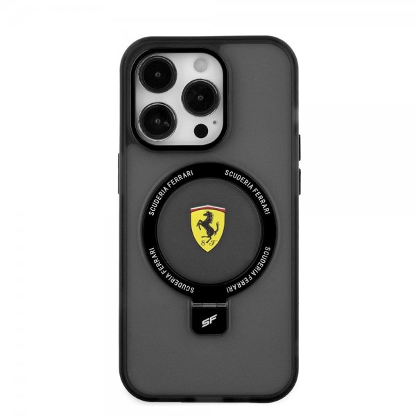 Ferrari iPhone 15 Pro Cover Ring Stand MagSafe Sort