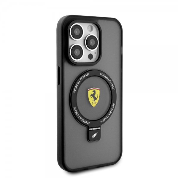Ferrari iPhone 15 Pro Cover Ring Stand MagSafe Sort