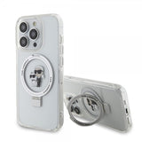 Karl Lagerfeld iPhone 15 Pro Cover Ring Stand MagSafe Hvid