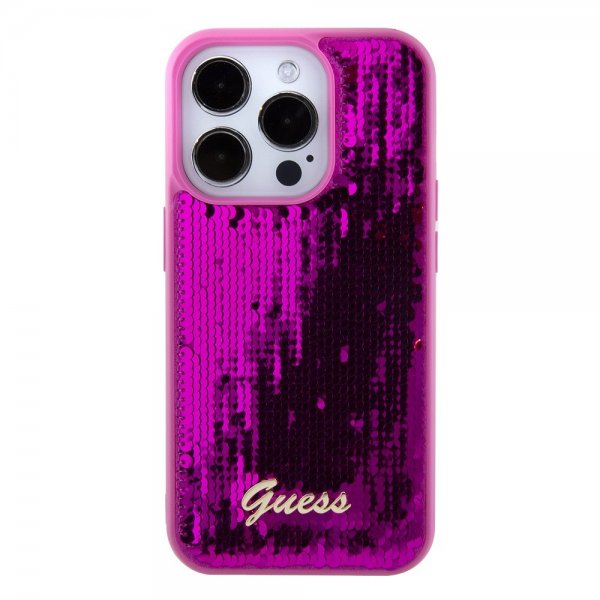 Guess iPhone 15 Pro Cover Sequin Fuschia