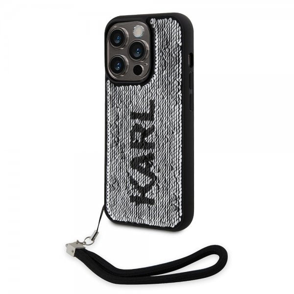 Karl Lagerfeld iPhone 15 Pro Cover Paillet Sort
