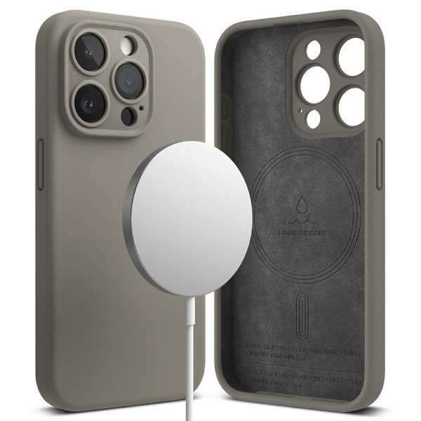 Ringke iPhone 15 Pro Cover Silikone Magnetisk Grå