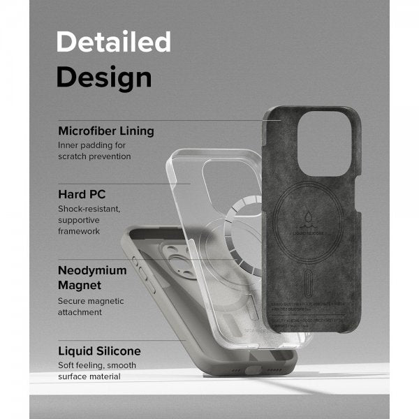 Ringke iPhone 15 Pro Cover Silikone Magnetisk Grå