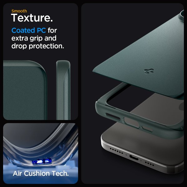 Spigen iPhone 15 Pro Cover Thin Fit Abyss Green