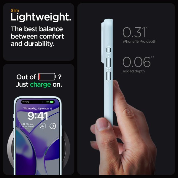 Spigen iPhone 15 Pro Cover Thin Fit Mute Blue