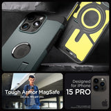 Spigen iPhone 15 Pro Cover Tough Armor MagFit Abyss Green