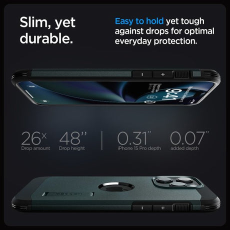 Spigen iPhone 15 Pro Cover Tough Armor MagFit Abyss Green