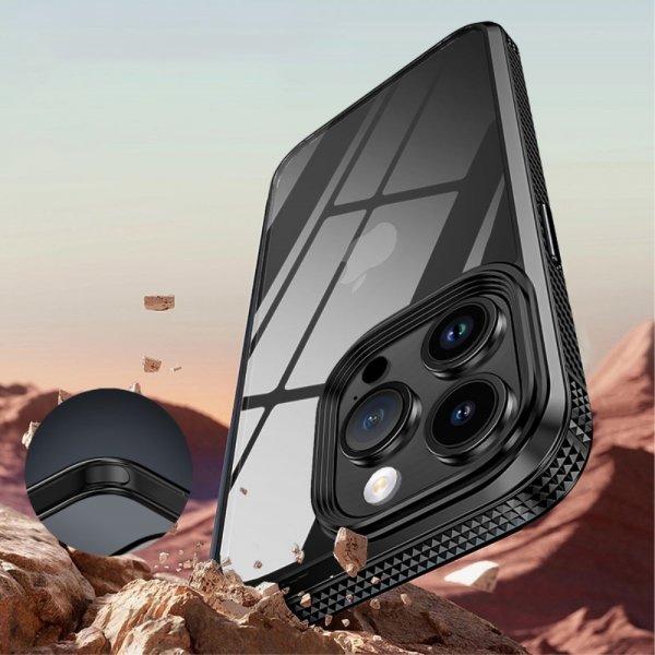 Ipaky iPhone 15 Pro Cover Gennemsigtig Bagside Blå