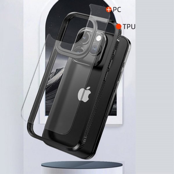 Ipaky iPhone 15 Pro Cover Gennemsigtig Bagside Blå