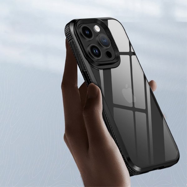 Ipaky iPhone 15 Pro Cover Gennemsigtig Bagside Blå