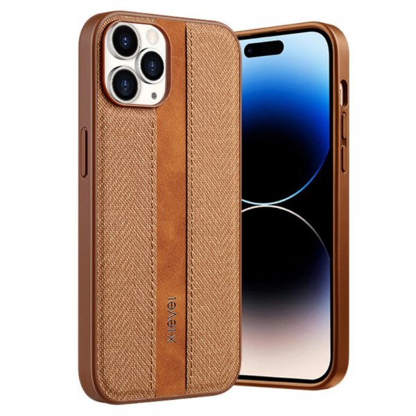 X-Level iPhone 15 Pro Cover Stoftekstur Brun